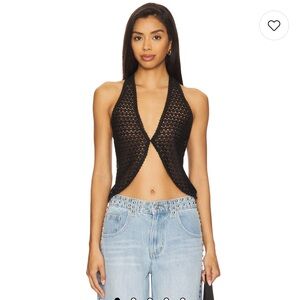 Lovers + Friends Black Knit Halter Top